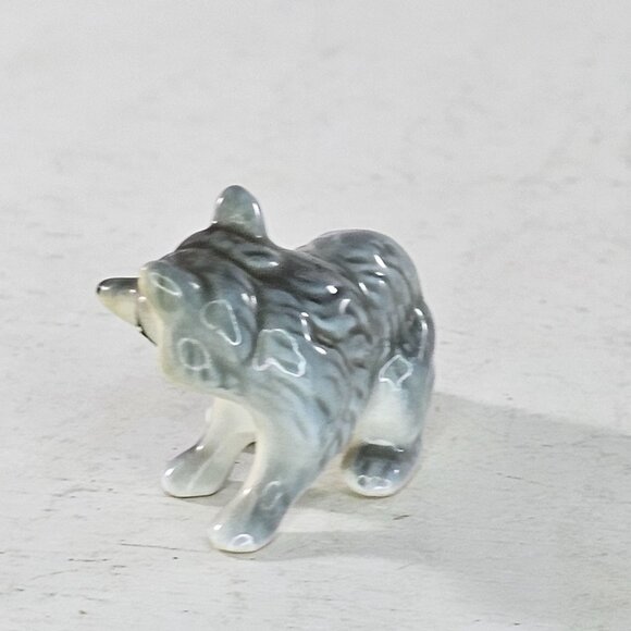 Vintage Bone China Raccoon Figurine Gray Miniature - Picture 3 of 8